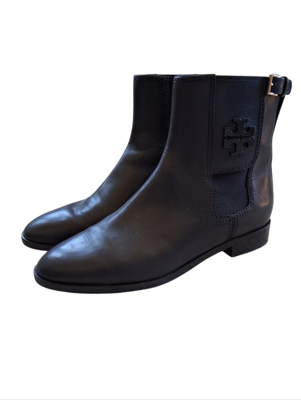 Tory Burch Wyatt Leather Ankle Boots Black Size 7.5